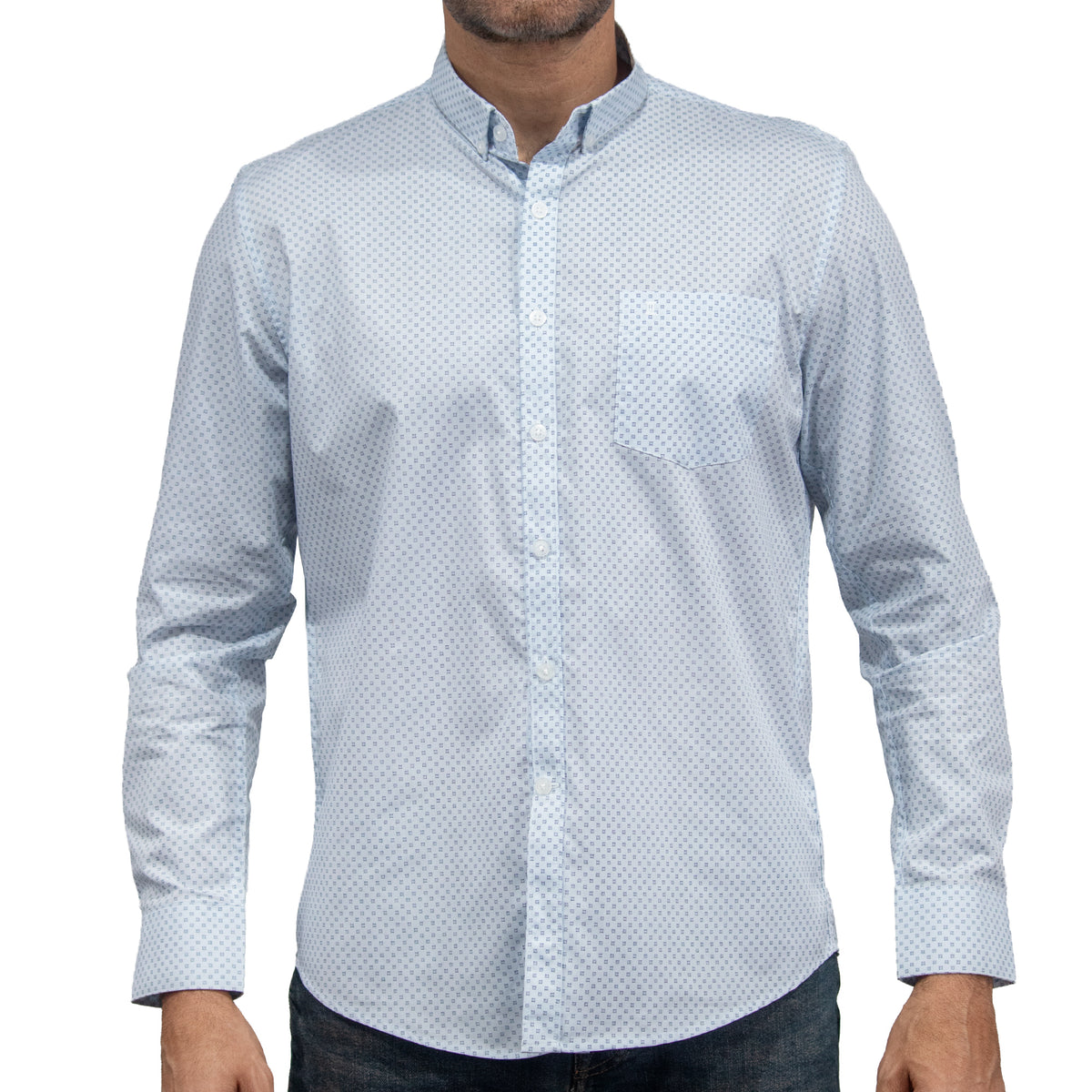 Camisa Azul Estampado de Manga Larga 2408063
