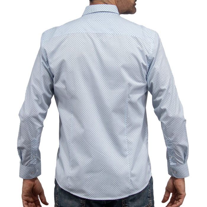 Camisa Azul Estampado de Manga Larga 2408063