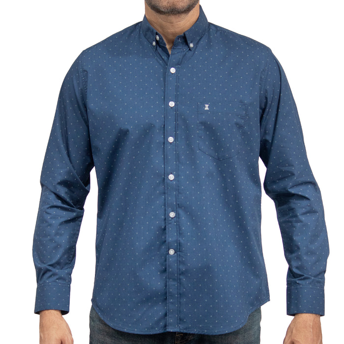 Camisa Azul Estampado de Manga Larga 2408070