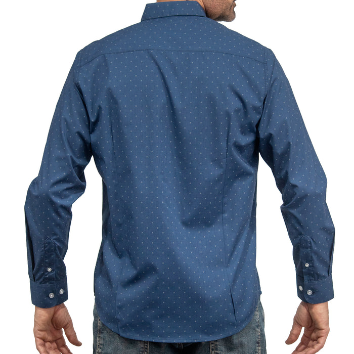 Camisa Azul Estampado de Manga Larga 2408070