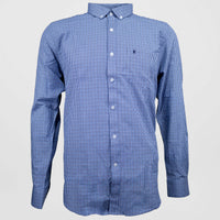 Camisa de Manga Larga Cuadros Azul 100% Algodón