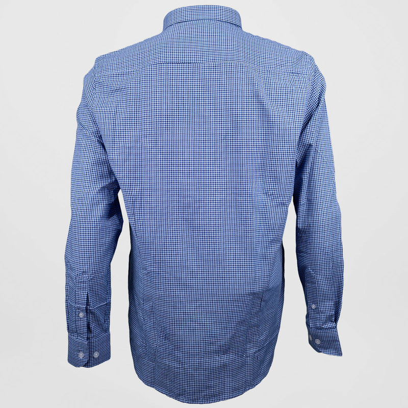 Camisa de Manga Larga Cuadros Azul 100% Algodón