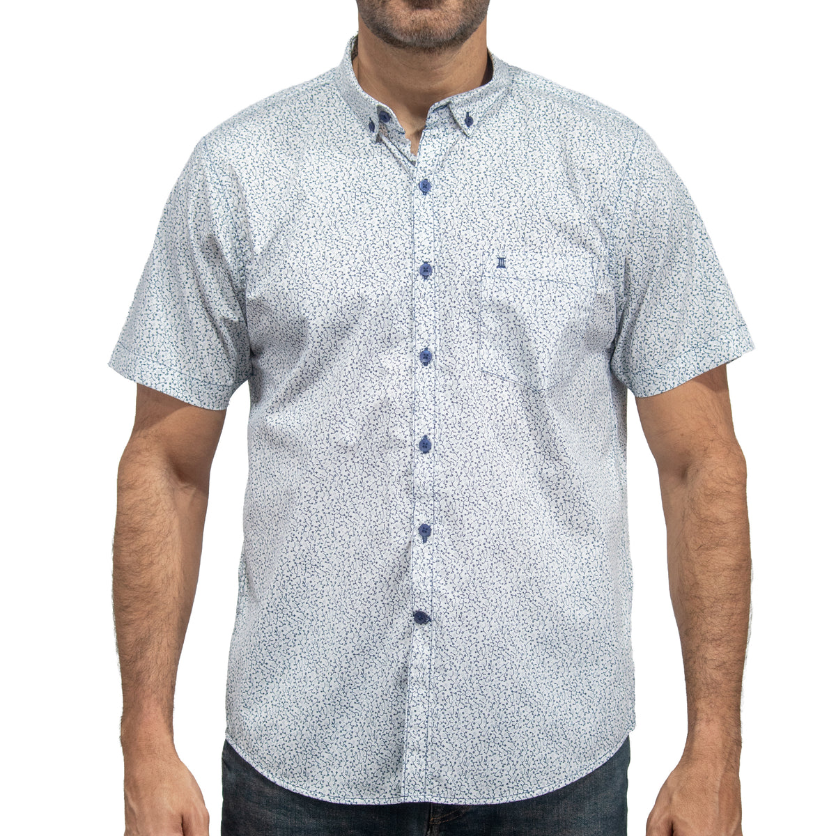 Camisa Blanca Estampado con Manga Corta 100% Algodón 2409179