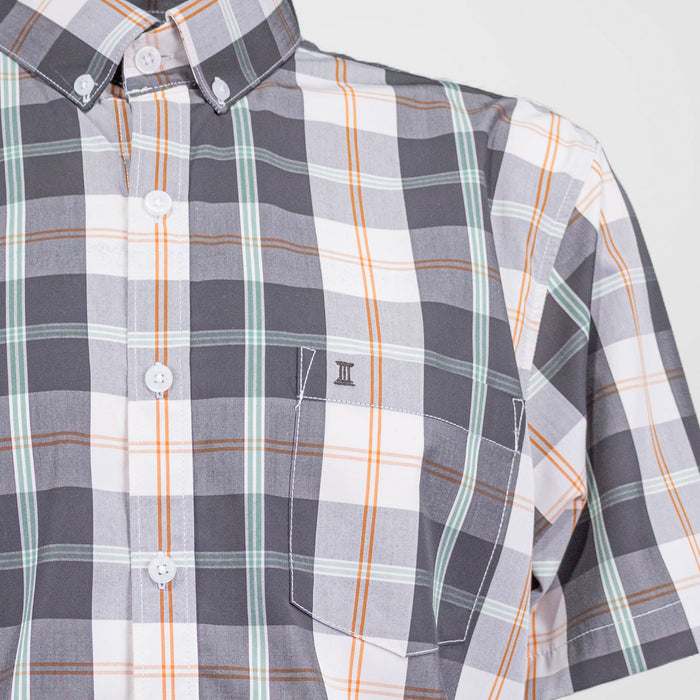 Camisa de Manga Corta para Caballero Cuadros Grises | Marca Dioro para Hombre