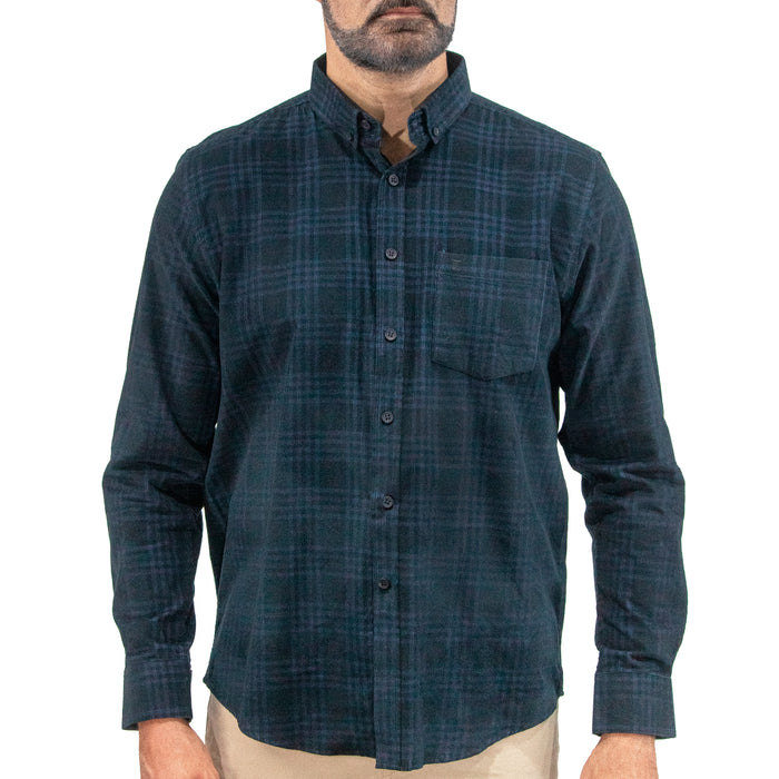 Camisa de Cuadros Manga Larga de Pana Azul 2410251