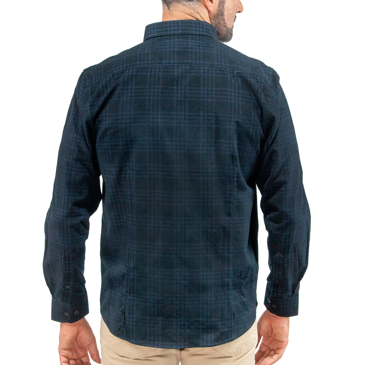 Camisa de Cuadros Manga Larga de Pana Azul 2410251