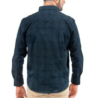 Camisa de Cuadros Manga Larga de Pana Azul 2410251