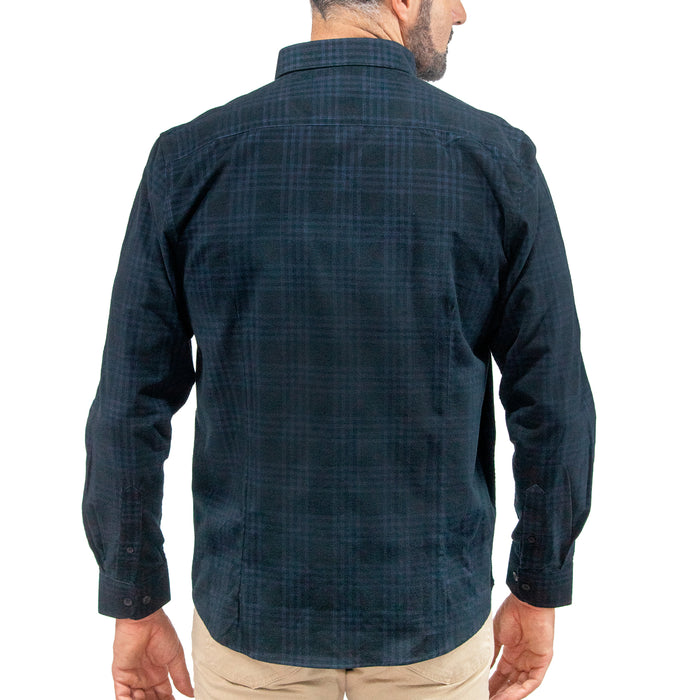 Camisa de Cuadros Manga Larga de Pana Azul 2410251