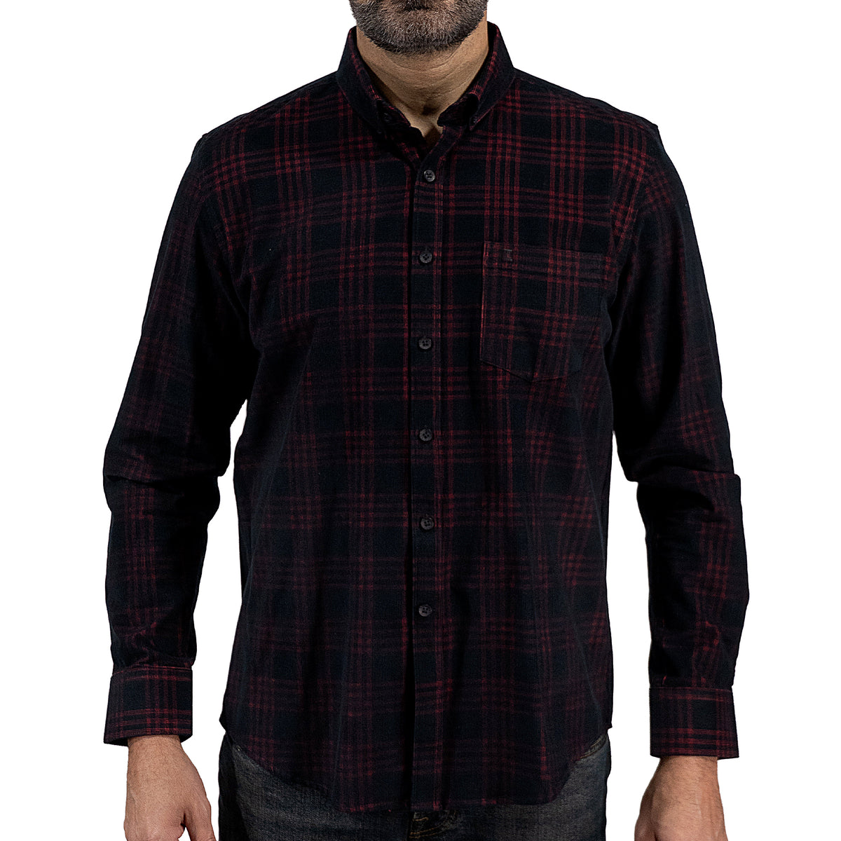 Camisa de Vestir Manga Larga Bicolor Estilo Cuadros de Pana 2410252 - dioromx