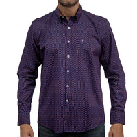 Camisa Morado Estampada Manga Larga 100% Algodón 2413041
