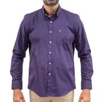 Camisa Morado Estampada Manga Larga 100% Algodón 2413041