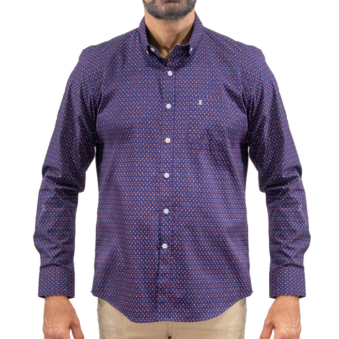 Camisa Morado Estampada Manga Larga 100% Algodón 2413041
