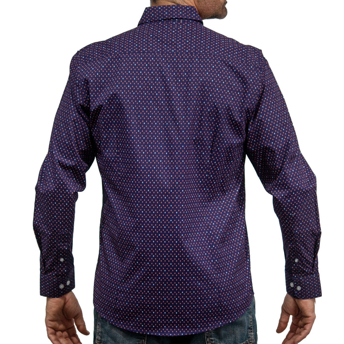Camisa Morado Estampada Manga Larga 100% Algodón 2413041