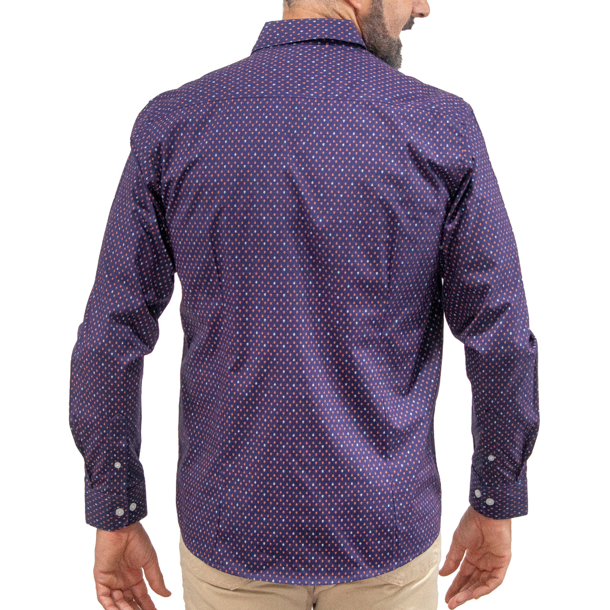 Camisa Morado Estampada Manga Larga 100% Algodón 2413041
