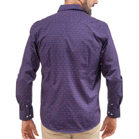 Camisa Morado Estampada Manga Larga 100% Algodón 2413041