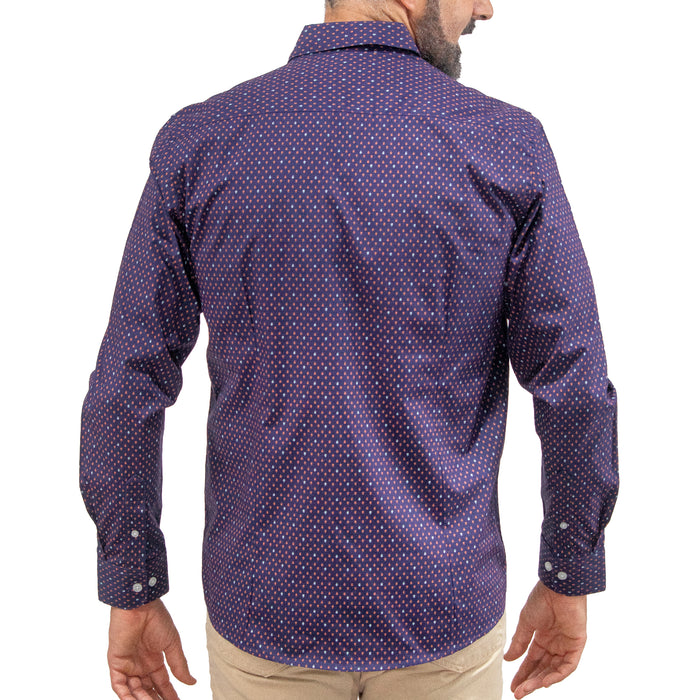 Camisa Morado Estampada Manga Larga 100% Algodón 2413041