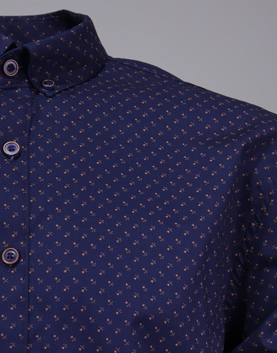 Camisa Estampado Azul Manga Larga 100% Algodón 2416084