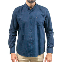 Camisa Estampado Azul Manga Larga 100% Algodón 2416084
