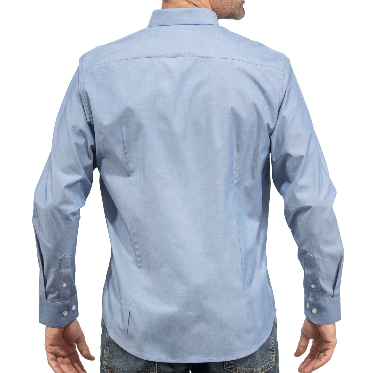 Camisa Azul Lisa Manga Larga 100% Algodón 2505062