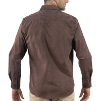 Camisa de Pana Lisa Café Manga Larga 100% Algodón 2510227