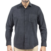 Camisa de Pana Lisa Azul Manga Larga 100% Algodón 2510228