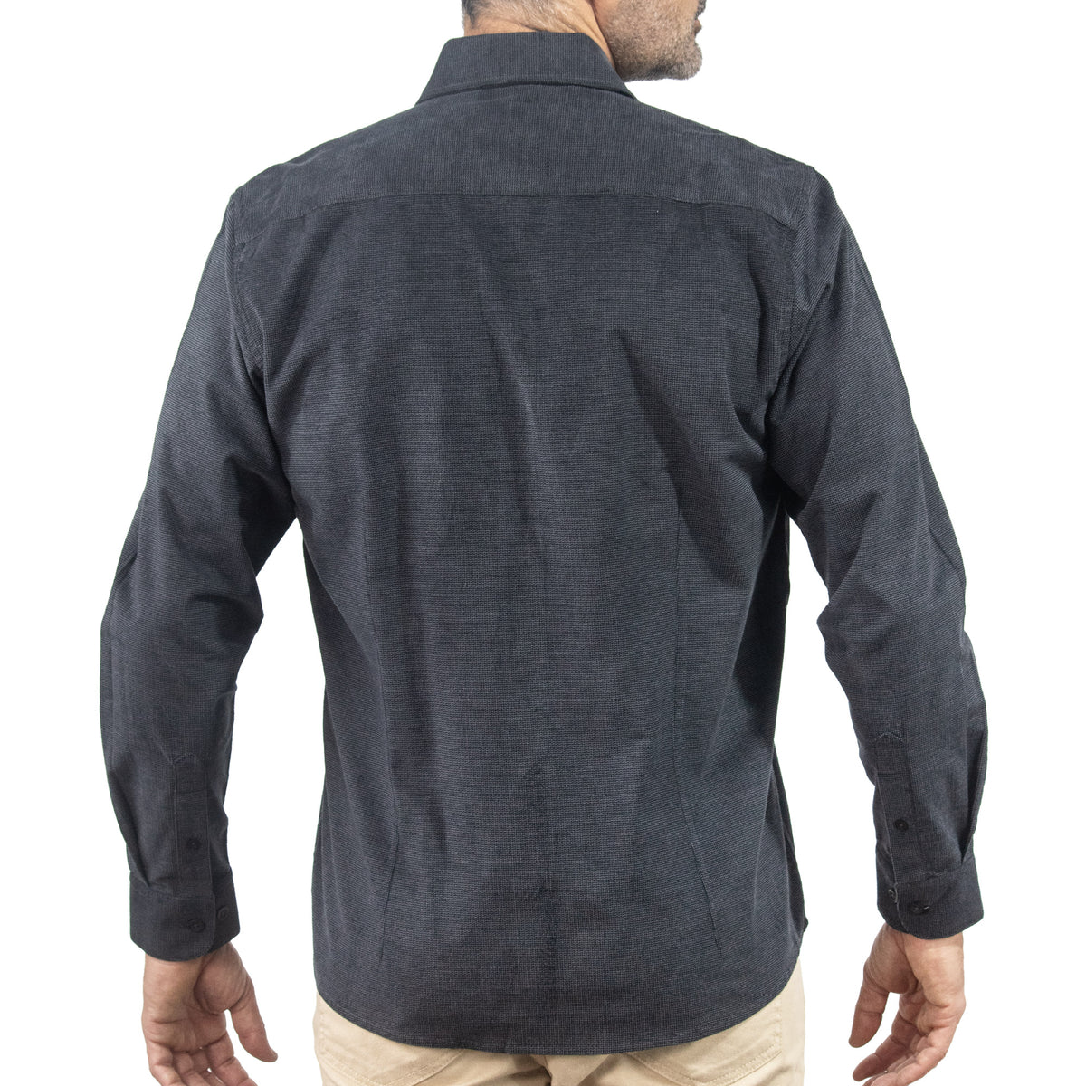 Camisa de Pana Lisa Azul Manga Larga 100% Algodón 2510228