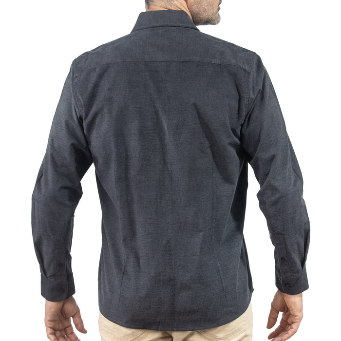 Camisa de Pana Lisa Azul Manga Larga 100% Algodón 2510228