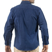 Camisa de Pana Lisa Azul Manga Larga 100% Algodón 2510230