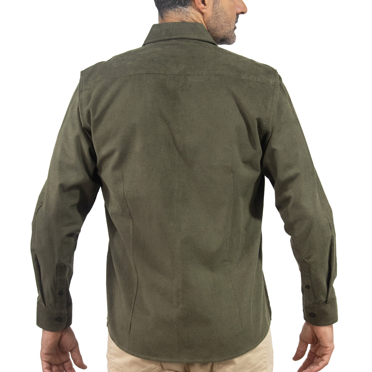 Camisa de Pana Lisa Verde Manga Larga 100% Algodón 2510231