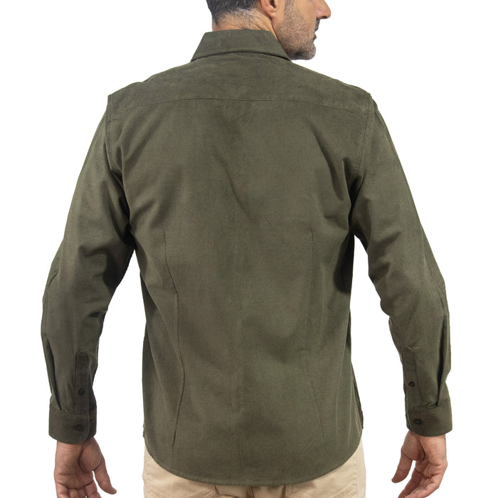 Camisa de Pana Lisa Verde Manga Larga 100% Algodón 2510231