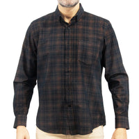 Camisa de Pana con Cuadros Café Manga Larga 100% Algodón 2510233