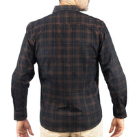 Camisa de Pana con Cuadros Café Manga Larga 100% Algodón 2510233