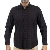 Camisa de Pana con Cuadros Negra Manga Larga 100% Algodón 2510236