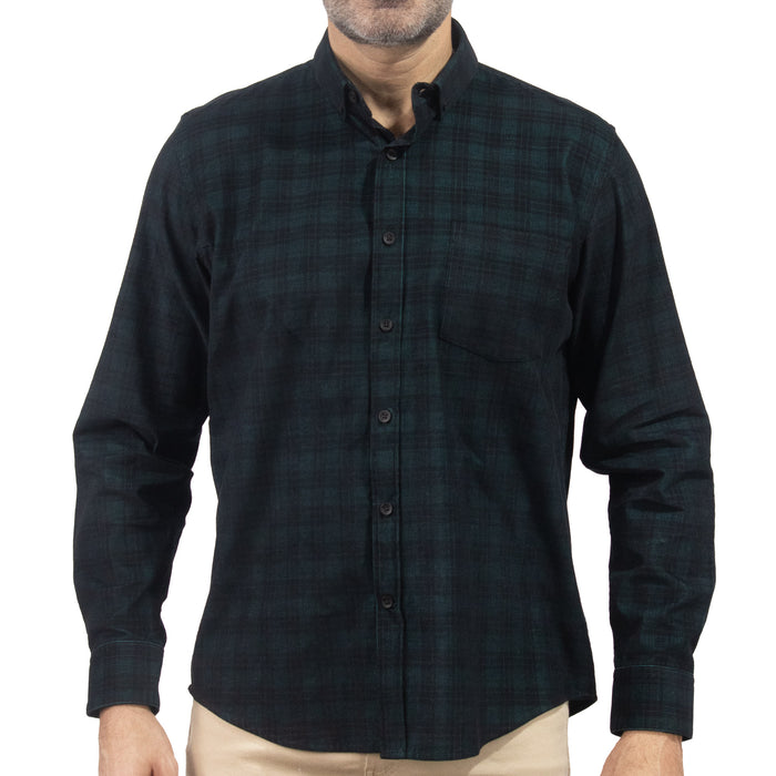 Camisa de Pana Cuadros Verde Manga Larga 100% Algodón 2510237