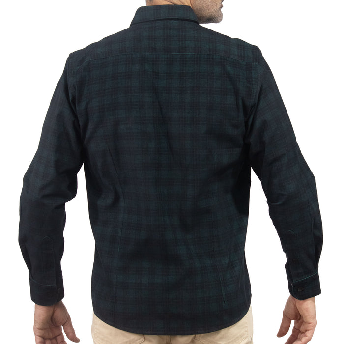 Camisa de Pana Cuadros Verde Manga Larga 100% Algodón 2510237