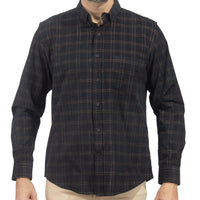 Camisa de Pana Cuadros Negra Manga Larga 100% Algodón 2510238