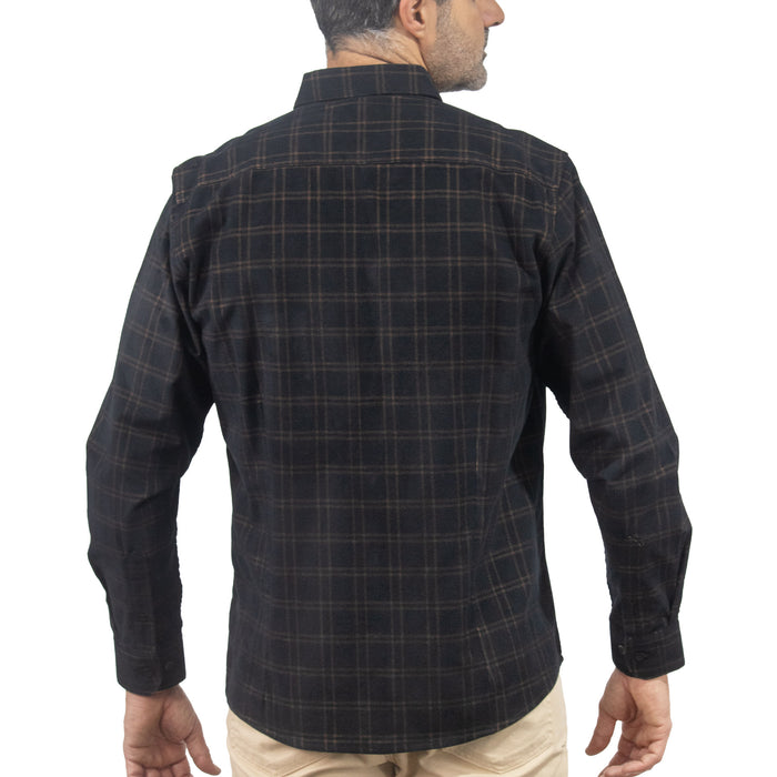 Camisa de Pana Cuadros Negra Manga Larga 100% Algodón 2510238