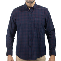 Camisa de Pana Cuadros Azul Manga Larga 100% Algodón 2510239