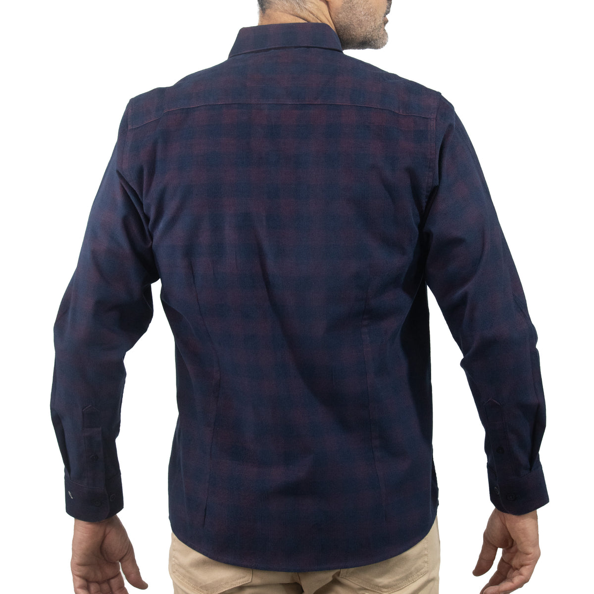 Camisa de Pana Cuadros Azul Manga Larga 100% Algodón 2510239