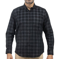 Camisa de Pana Cuadros Negra Manga Larga 100% Algodón 2510241