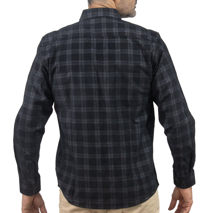 Camisa de Pana Cuadros Negra Manga Larga 100% Algodón 2510241