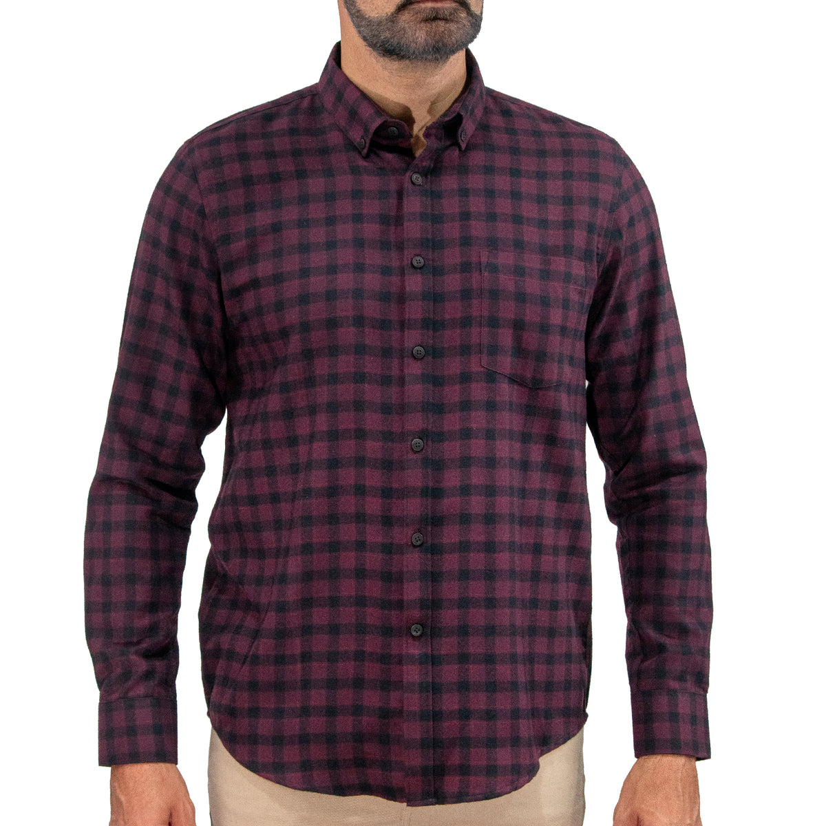 Camisa Franela Guinda Cuadros Manga Larga 2510242