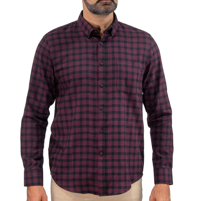 Camisa Franela Guinda Cuadros Manga Larga 2510242