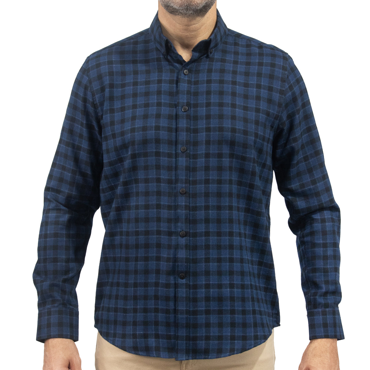 Camisa de Franela Cuadros Azul Manga Larga 2510243 - dioromx