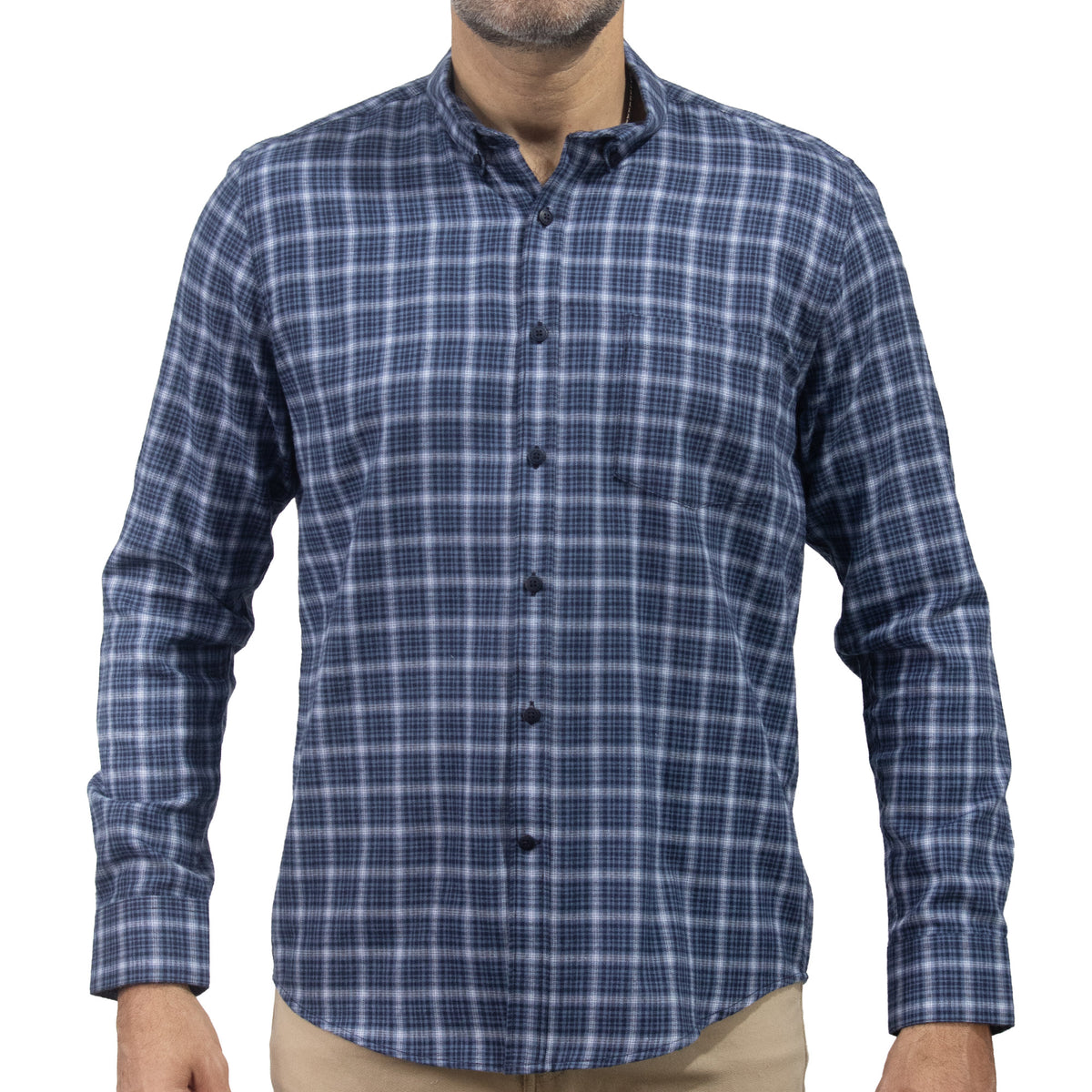 Camisa de Franela Cuadros Azul Manga Larga 2510255 - dioromx
