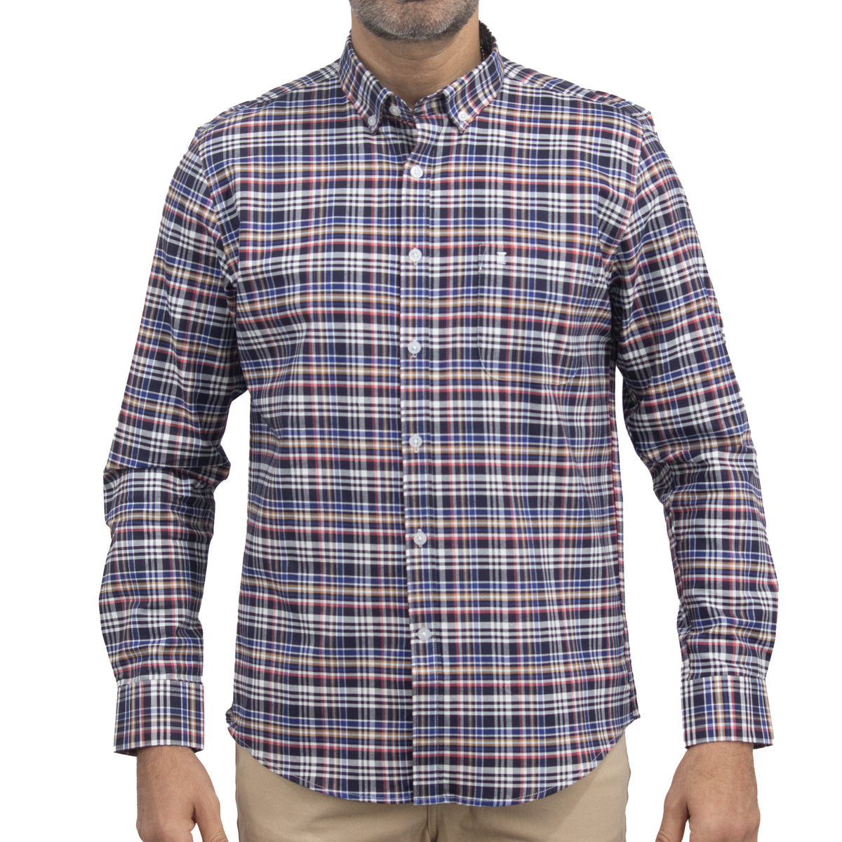 Camisa de Cuadros Azul Manga Larga 100% Algodón 2510260 - dioromx