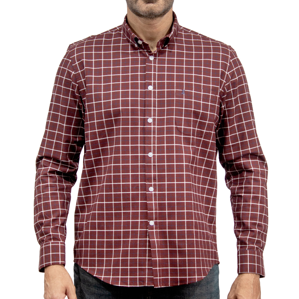 Camisa Cuadros Roja Manga Larga 100% Algodón 2510261