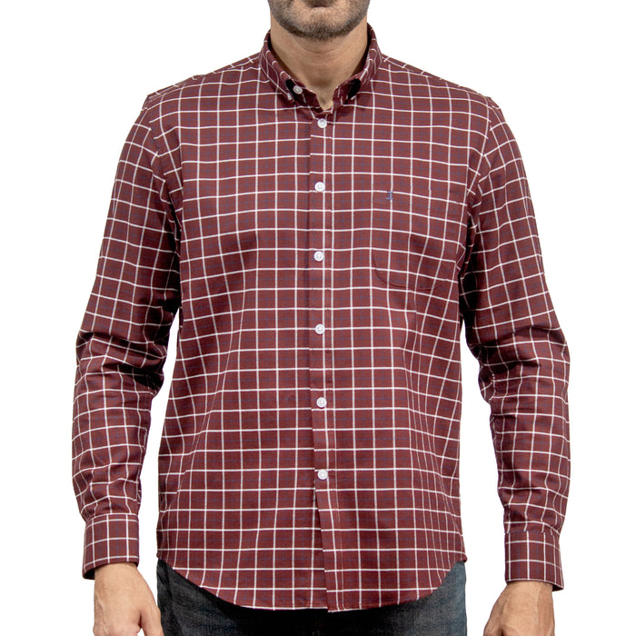 Camisa Cuadros Roja Manga Larga 100% Algodón 2510261