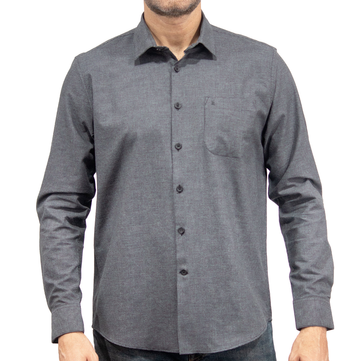 Camisa Cuadros Gris Manga Larga 100% Algodón 2510268