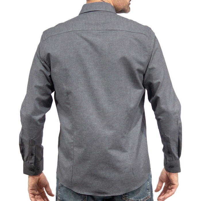 Camisa Cuadros Gris Manga Larga 100% Algodón 2510268